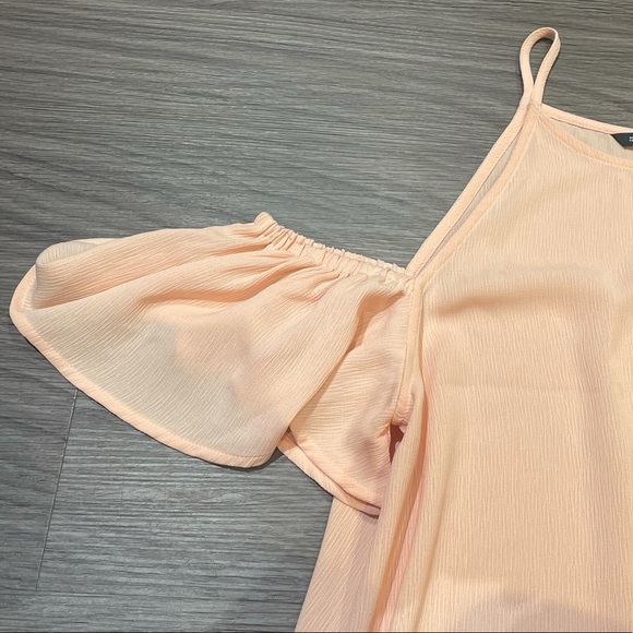 Large Peach Off-the Shoulder Spaghetti Strap Top - Picture 3 of 6
